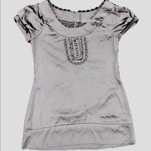 Ann Taylor Silver Satin blouse
